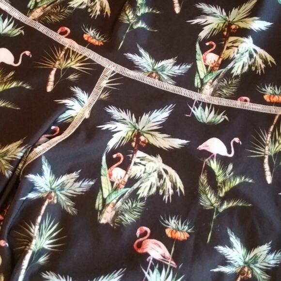 Emily Hsu Flamingo Leggings Tropical Print High Rise Active Size Small - Picture 5 of 9